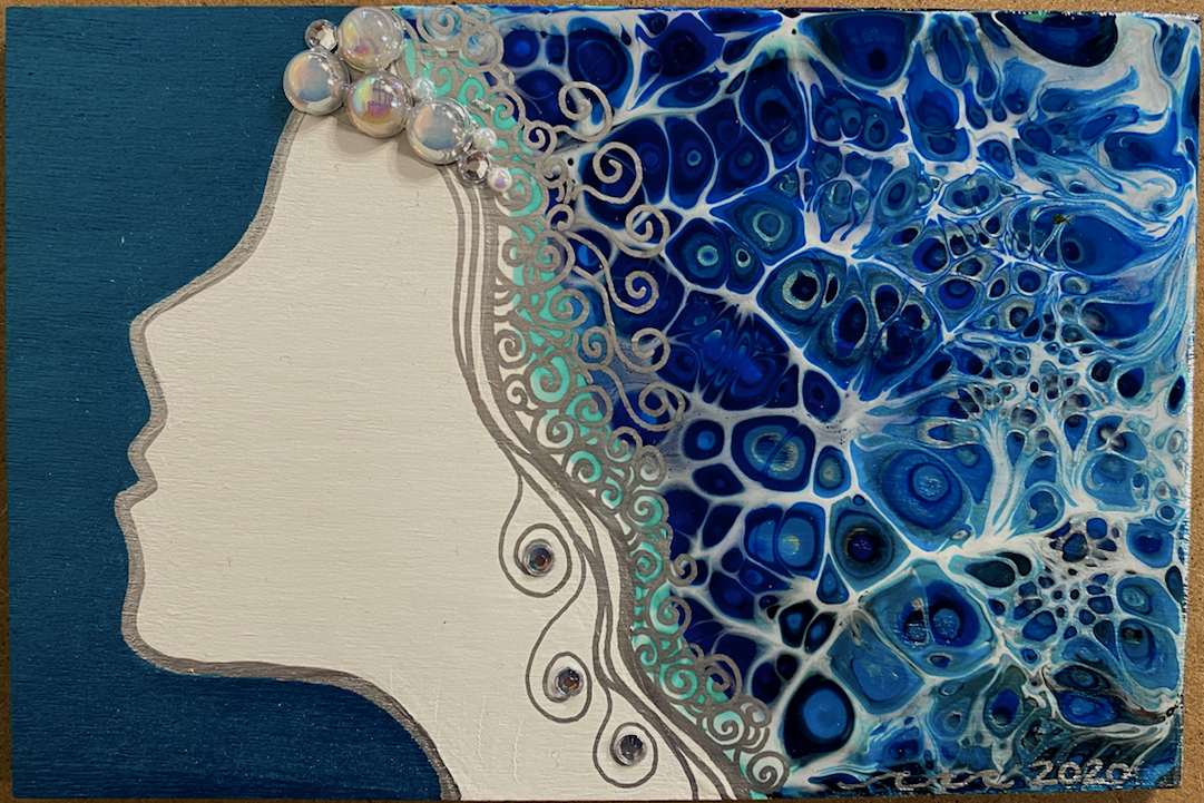 The Sirena Series - Hand-painted and Embellished Mermaid Painting in Shadowbox