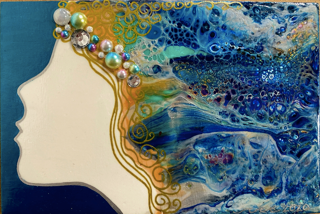 The Sirena Series - Hand-painted and Embellished Mermaid Painting in Shadowbox