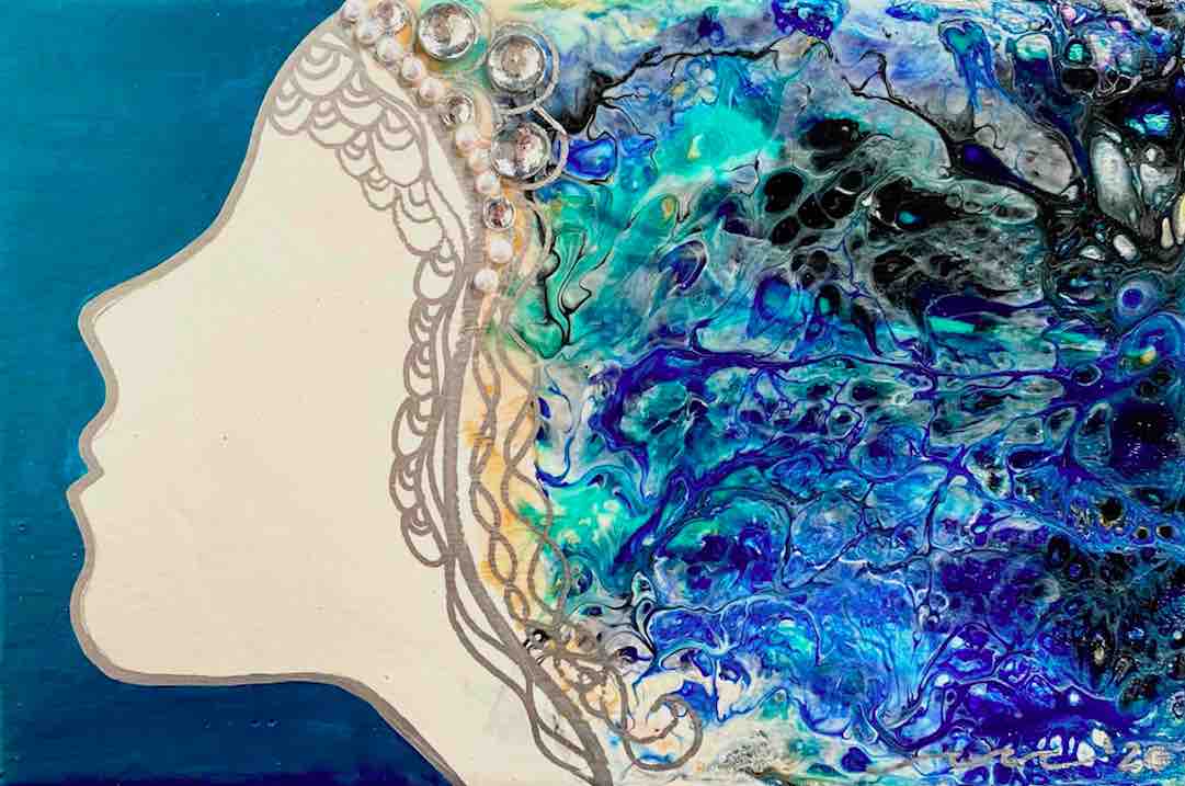 The Sirena Series - Hand-painted and Embellished Mermaid Painting in Shadowbox