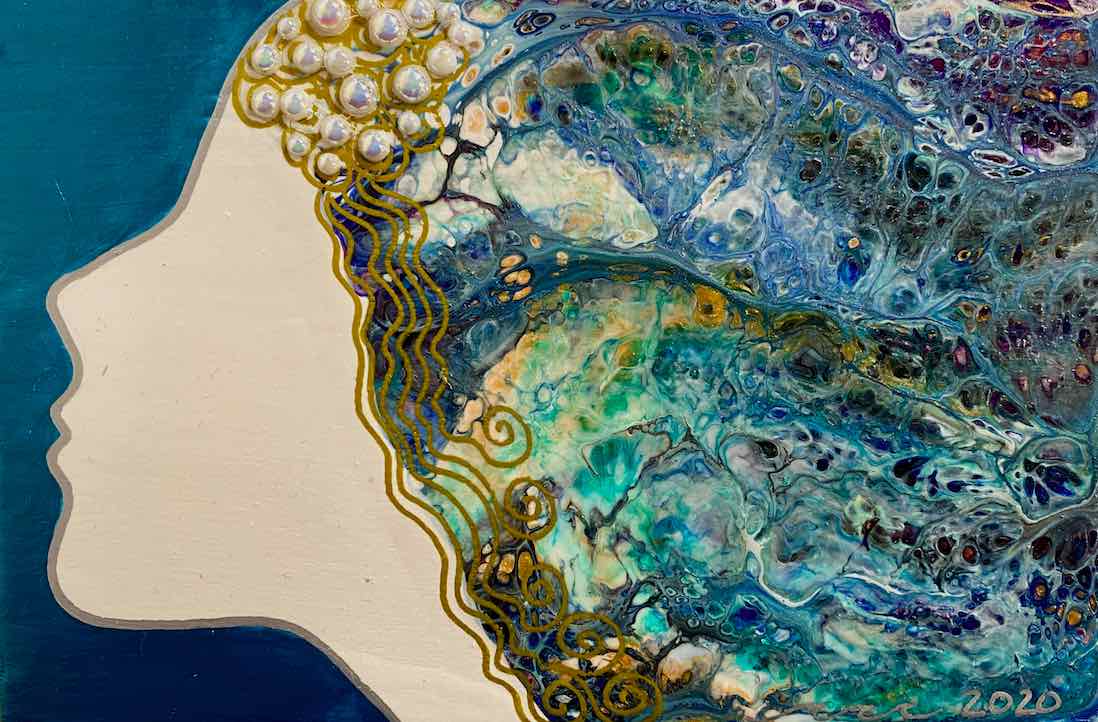 The Sirena Series - Hand-painted and Embellished Mermaid Painting in Shadowbox