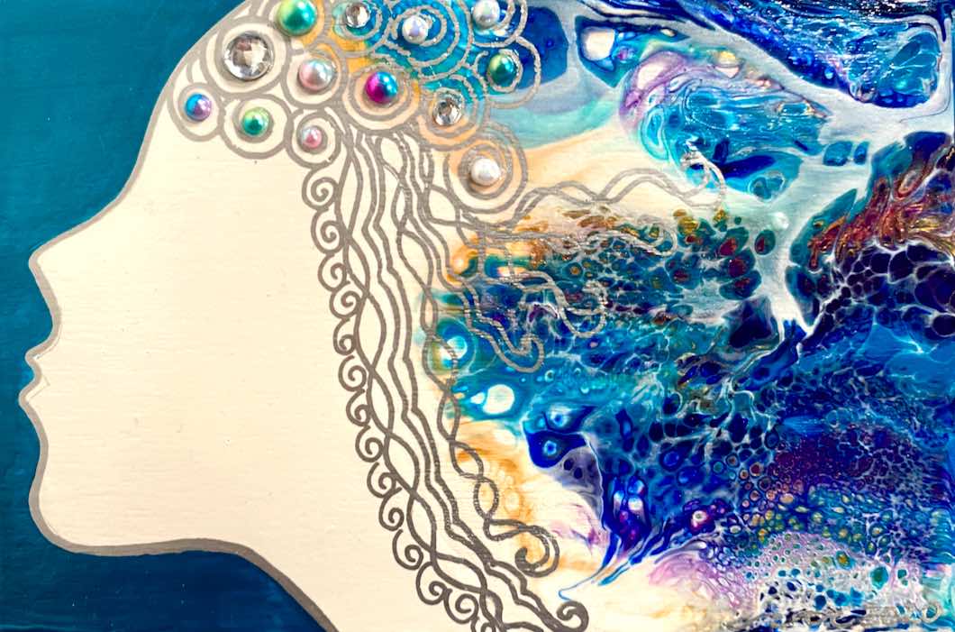 The Sirena Series - Hand-painted and Embellished Mermaid Painting in Shadowbox