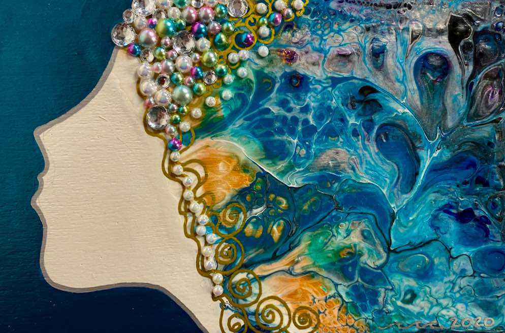 The Sirena Series - Hand-painted and Embellished Mermaid Painting in Shadowbox