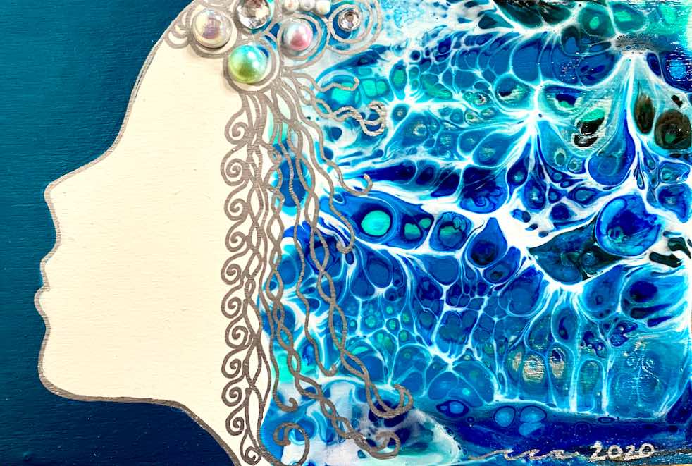 The Sirena Series - Hand-painted and Embellished Mermaid Painting in Shadowbox