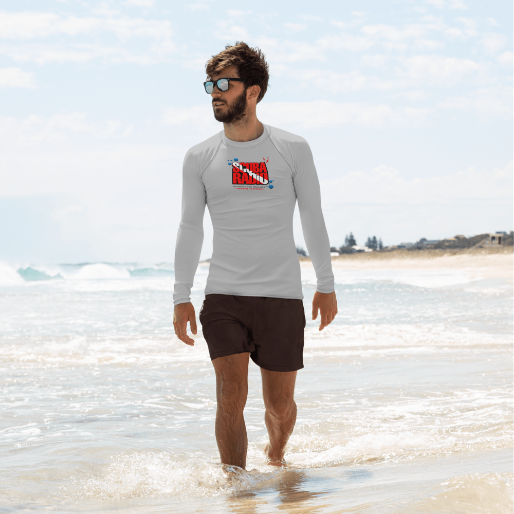 ScubaRadio Logo - Sharky Silver - Men&#39;s Rash Guard