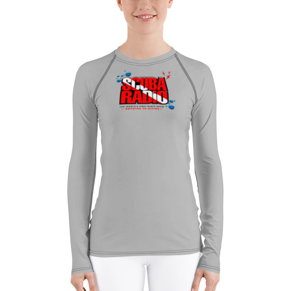 ScubaRadio - Logo - Sharky Silver - Women's Rash Guard