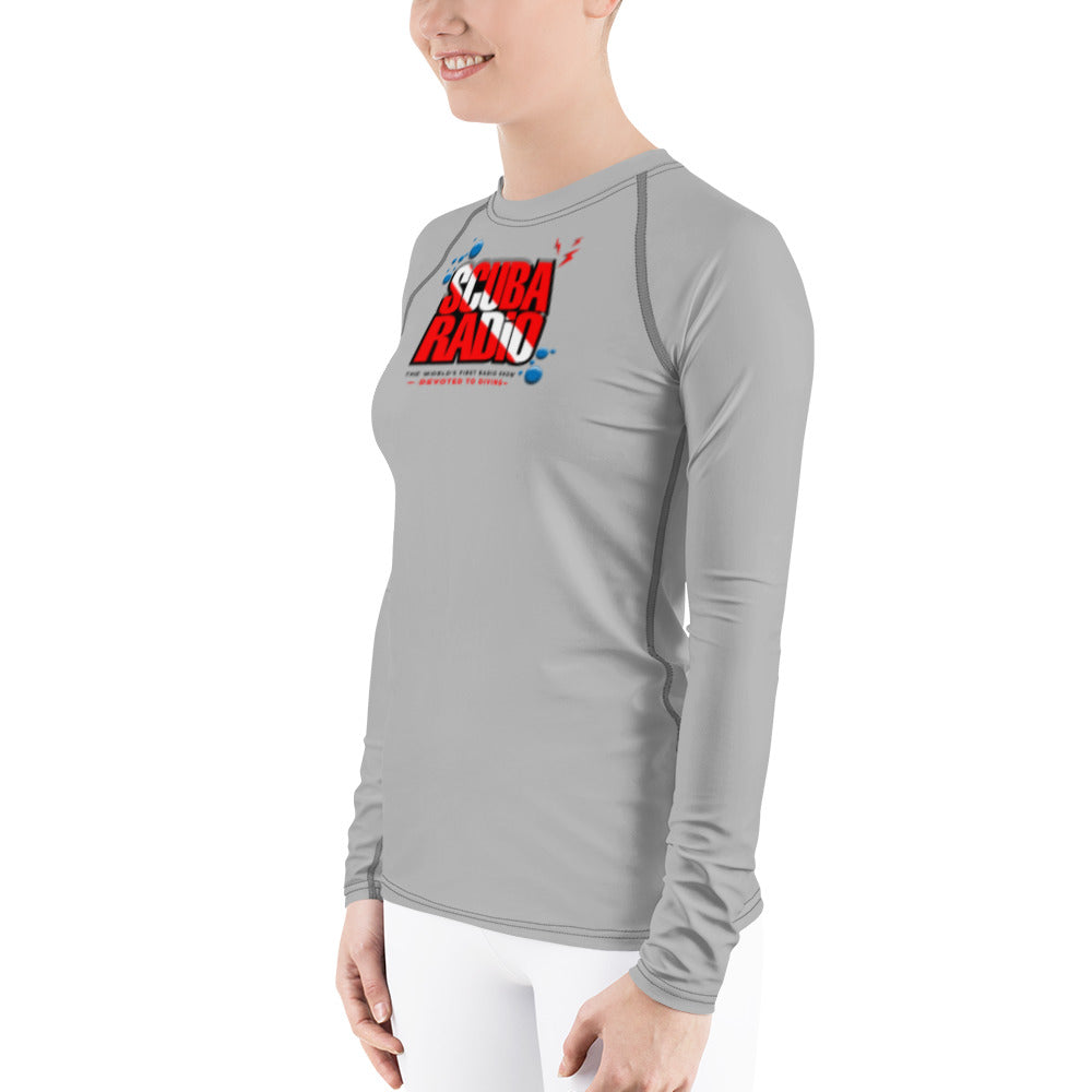 ScubaRadio - Logo - Sharky Silver - Women's Rash Guard