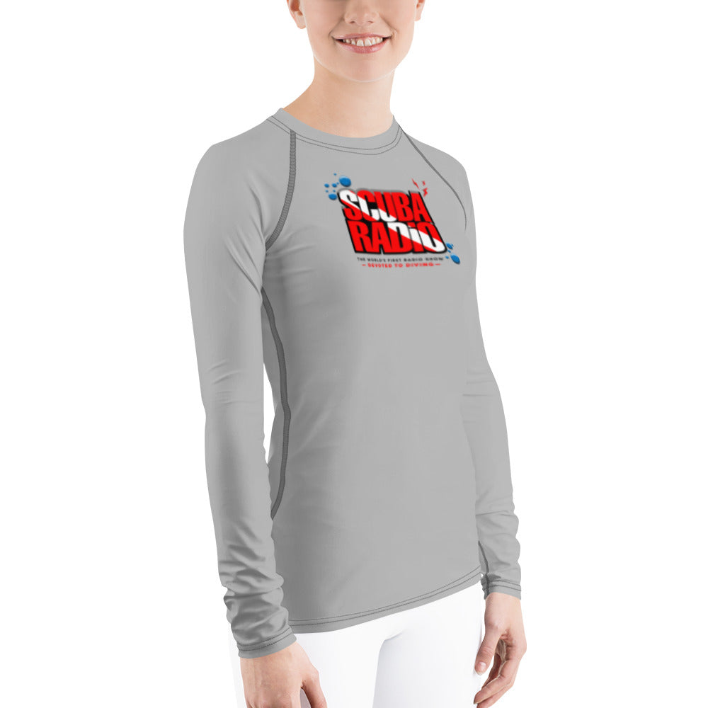 ScubaRadio - Logo - Sharky Silver - Women's Rash Guard