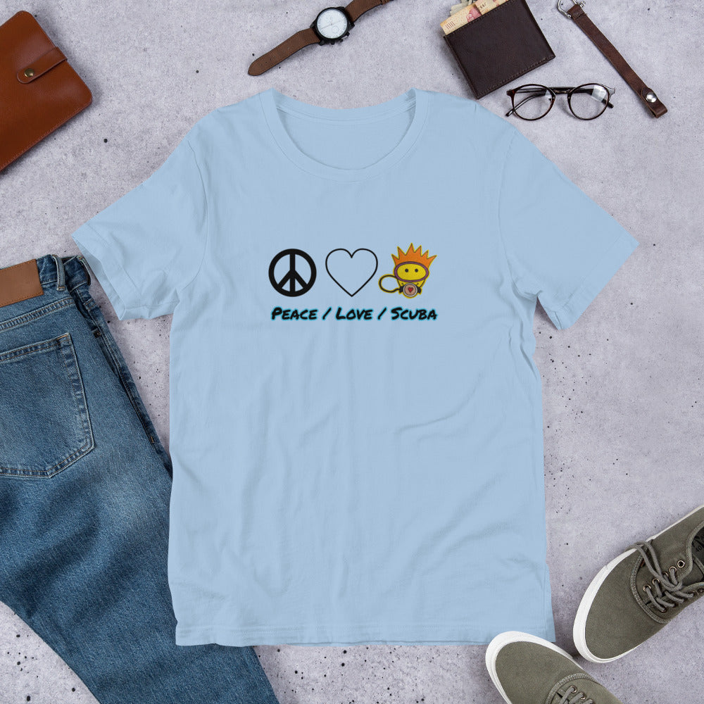 PEACE / LOVE / SCUBA Unisex Premium Bella + Canvas Short-Sleeve T-Shirt