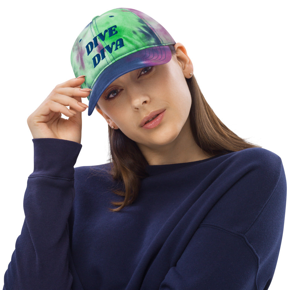 DIVE DIVA Embroidered Tie-Dye Hat