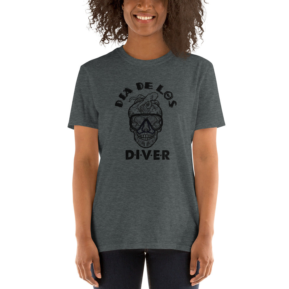 Dia De Los DIVER - Unisex Gildan Soft64 S-Sleeve T-Shirt (Black Print)