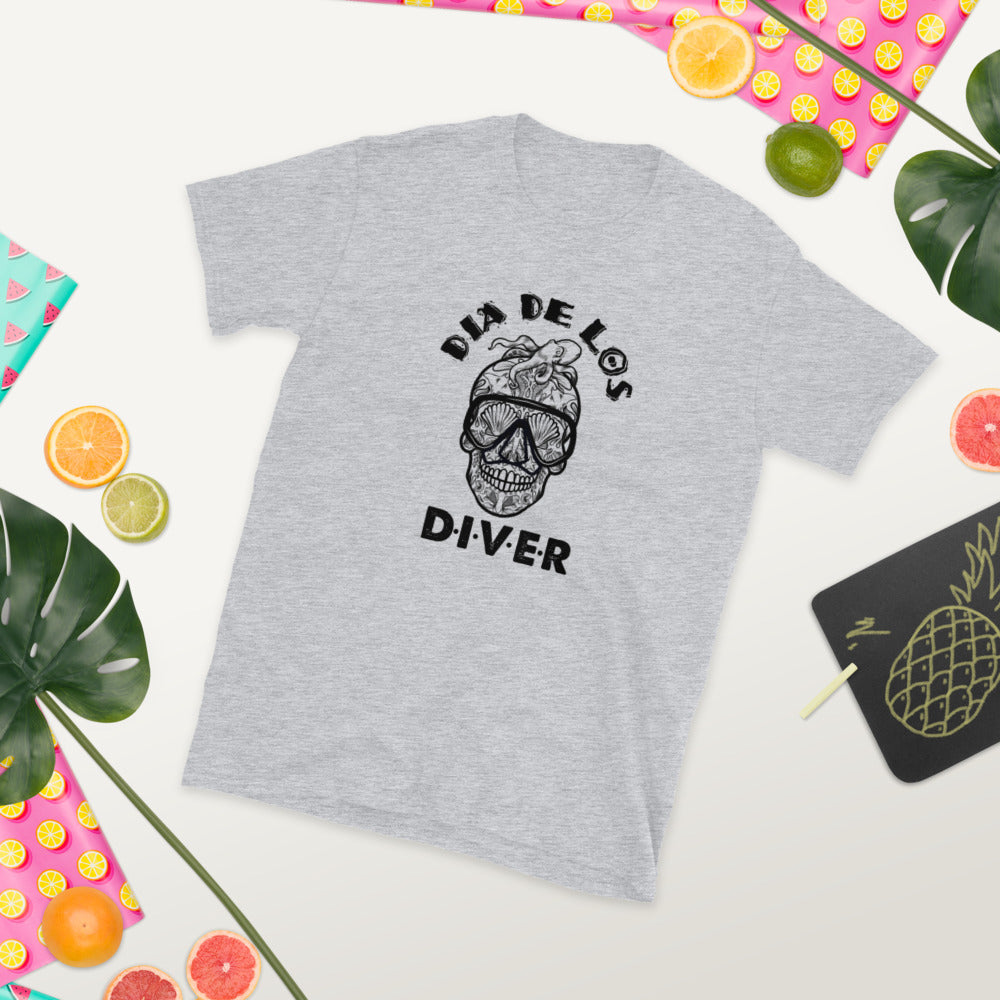 Dia De Los DIVER - Unisex Gildan Soft64 S-Sleeve T-Shirt (Black Print)