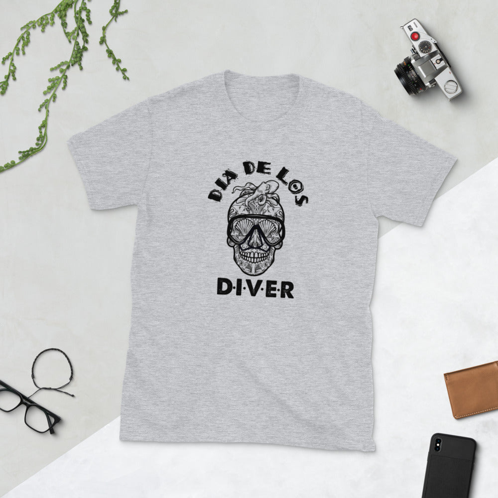 Dia De Los DIVER - Unisex Gildan Soft64 S-Sleeve T-Shirt (Black Print)
