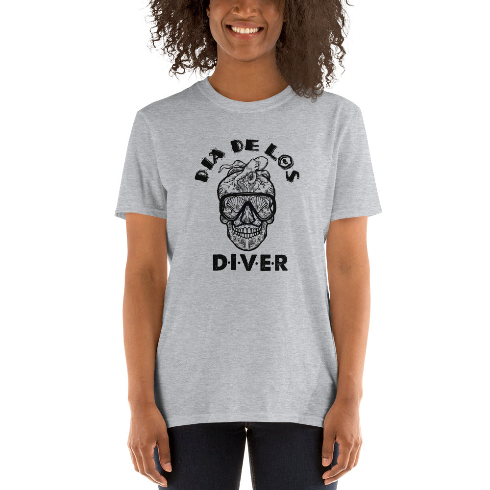 Dia De Los DIVER - Unisex Gildan Soft64 S-Sleeve T-Shirt (Black Print)