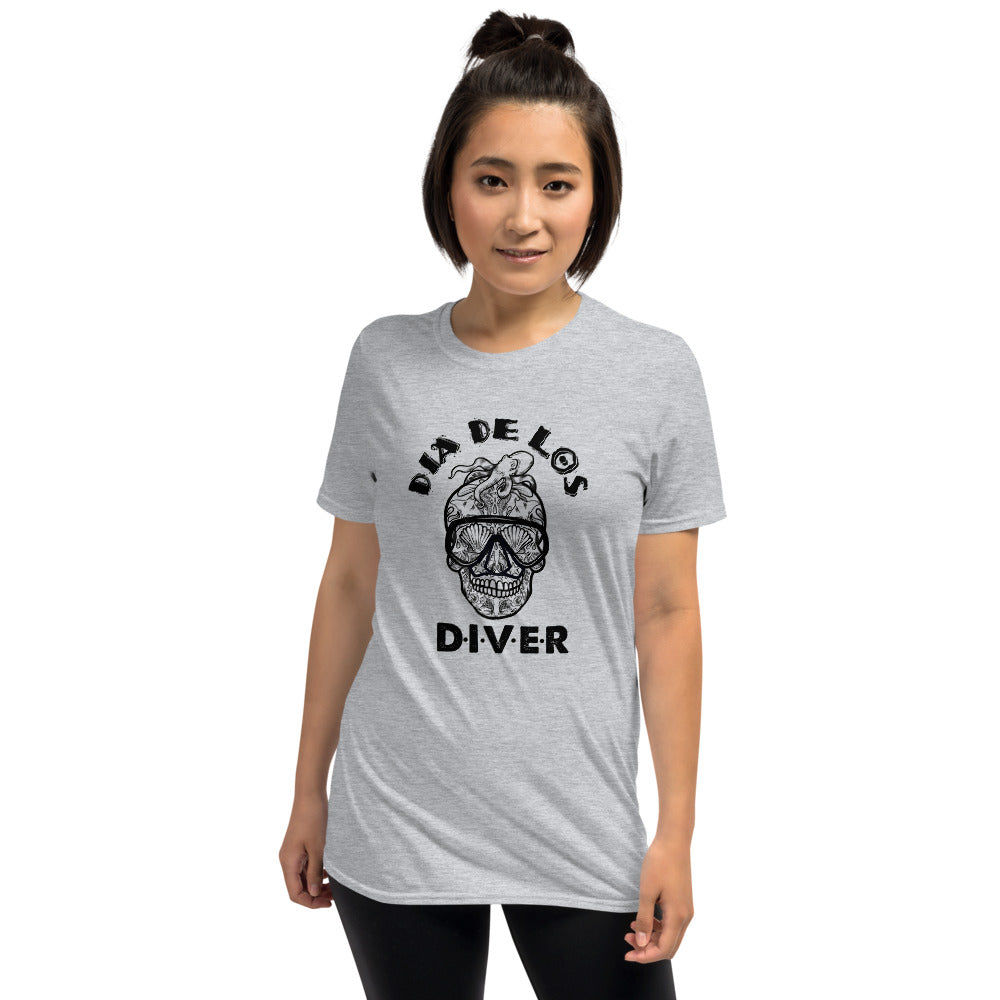 Dia De Los DIVER - Unisex Gildan Soft64 S-Sleeve T-Shirt (Black Print)