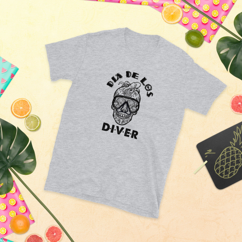 Dia De Los DIVER - Unisex Gildan Soft64 S-Sleeve T-Shirt (Black Print)