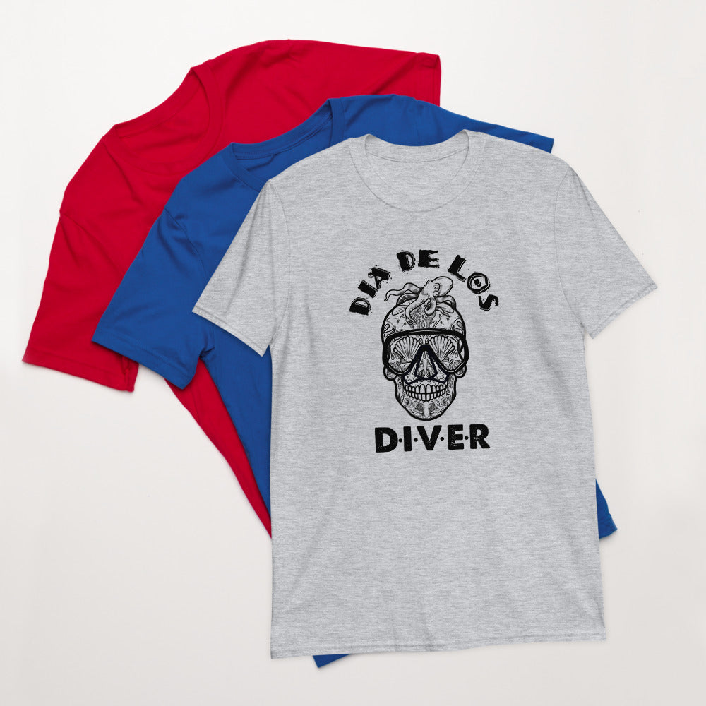 Dia De Los DIVER - Unisex Gildan Soft64 S-Sleeve T-Shirt (Black Print)