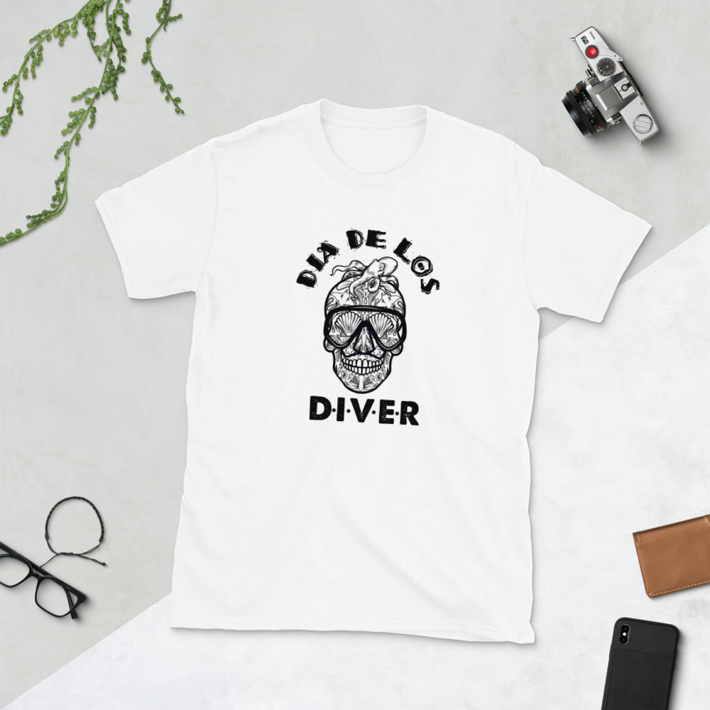 Dia De Los DIVER - Unisex Gildan Soft64 S-Sleeve T-Shirt (Black Print)