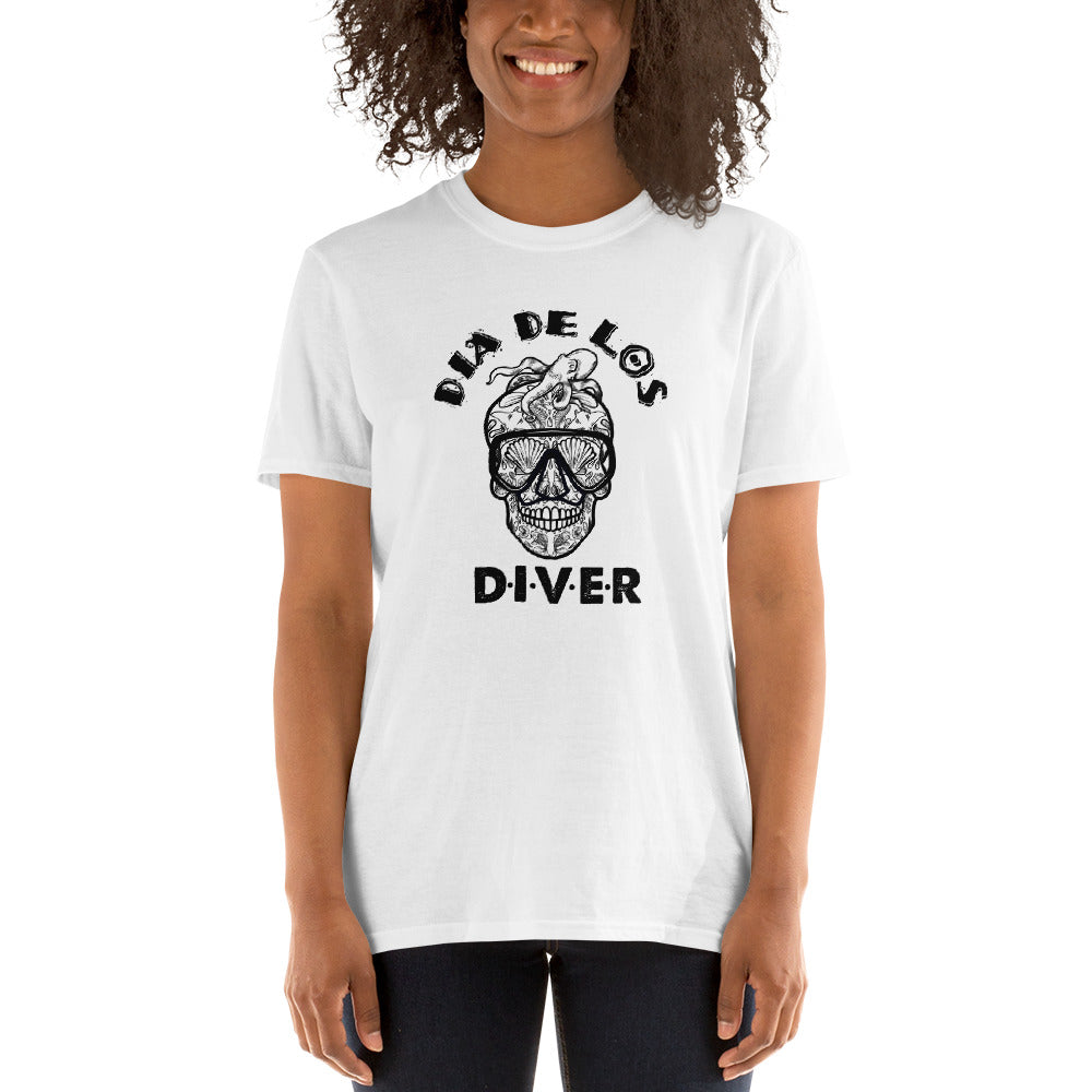 Dia De Los DIVER - Unisex Gildan Soft64 S-Sleeve T-Shirt (Black Print)