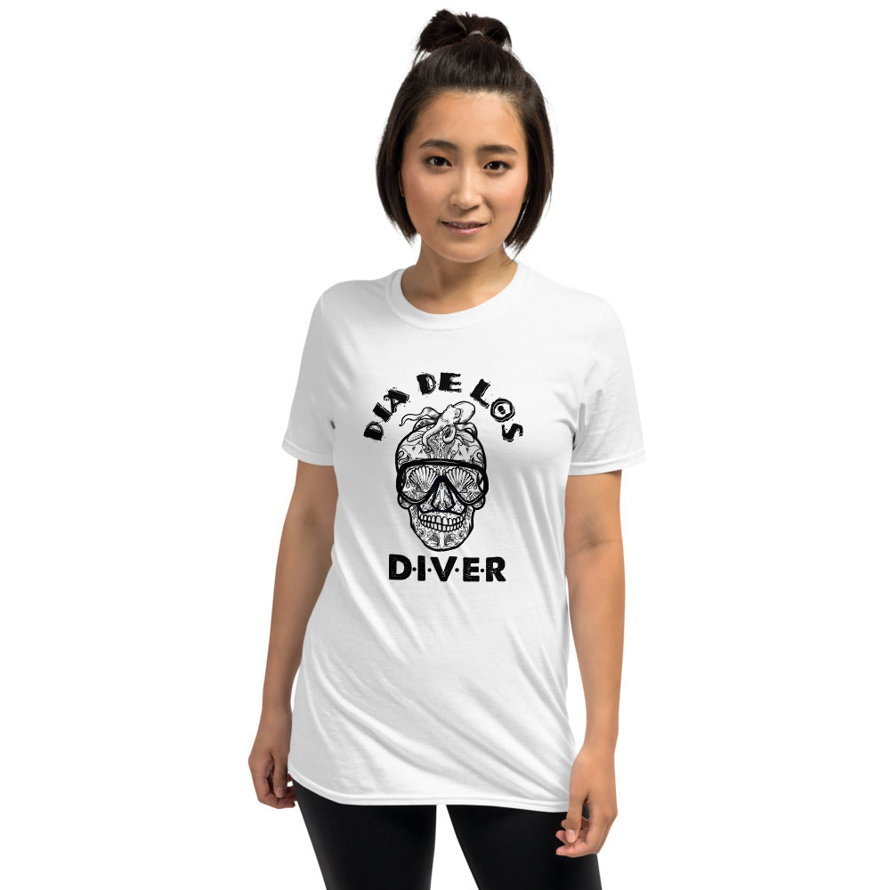 Dia De Los DIVER - Unisex Gildan Soft64 S-Sleeve T-Shirt (Black Print)