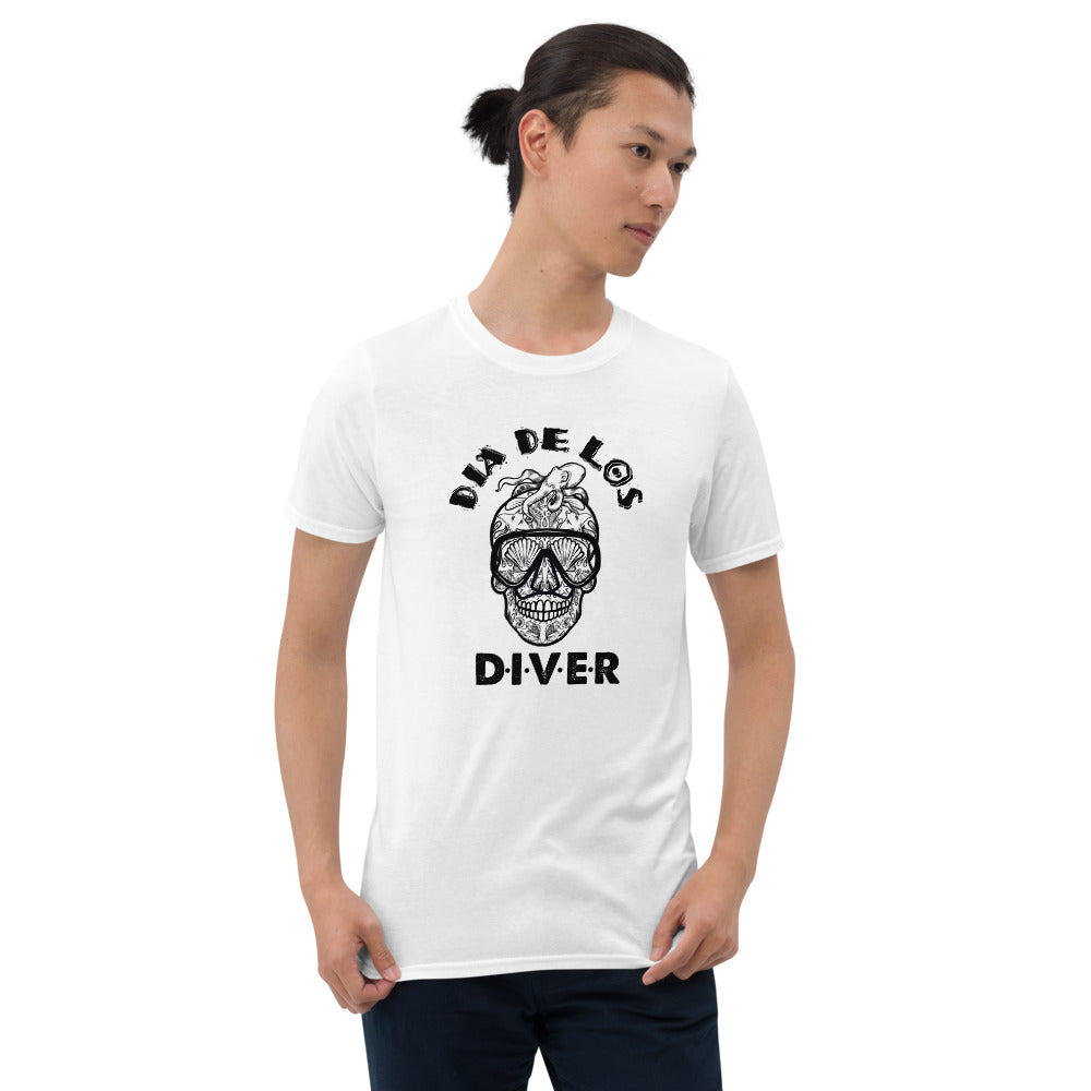 Dia De Los DIVER - Unisex Gildan Soft64 S-Sleeve T-Shirt (Black Print)