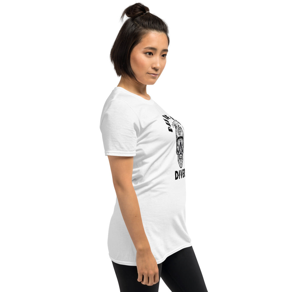 Dia De Los DIVER - Unisex Gildan Soft64 S-Sleeve T-Shirt (Black Print)